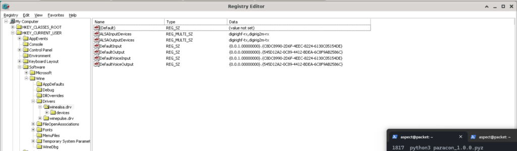 set input and output devices for alsa in a wine prefix