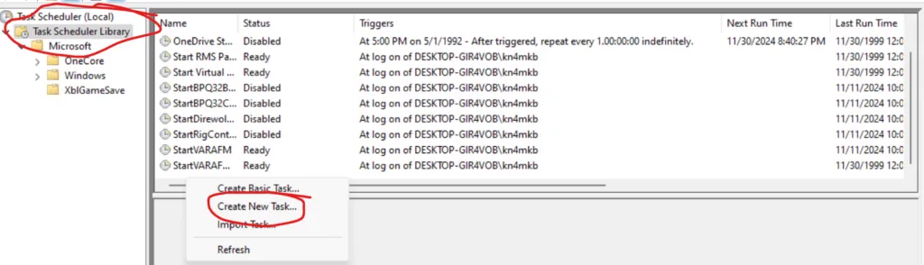 using scheduled tasks to start vara and wire wolf software tnc on windows
