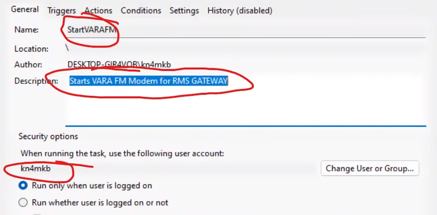 using scheduled tasks to start vara and wire wolf software tnc on windows