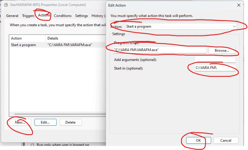 using scheduled tasks to start vara and wire wolf software tnc on windows